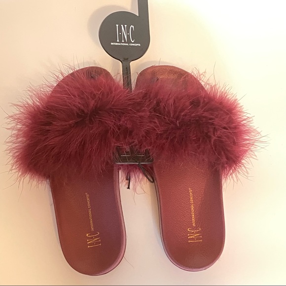 INC International Concepts Women’s Faux-Marabou Slide Slippers - Picture 8 of 10